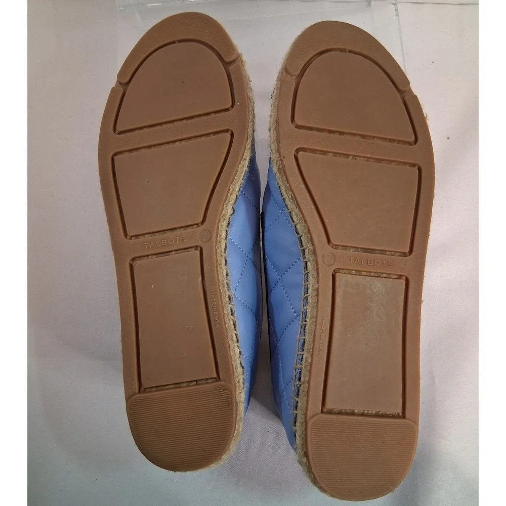 Talbots Blue Quilted Leather Cap Toe Espadrille Flats Shoes Womens 8.5M